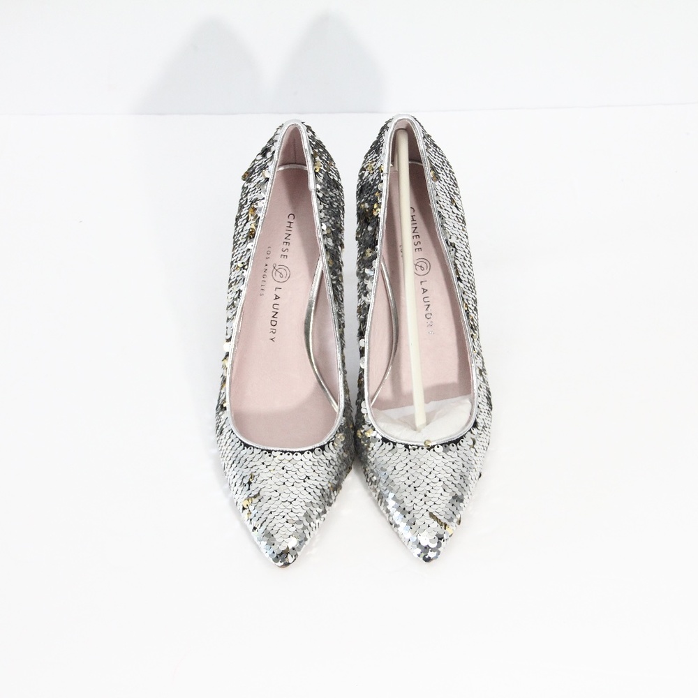 Chinese Laundry Sequin Heels New Stiletto Silver - Picture 5 of 8